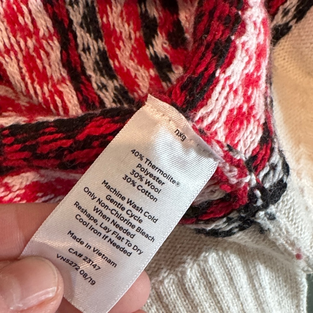 Talbots Wool Blend Red Patterned Sweater Size S - image 6